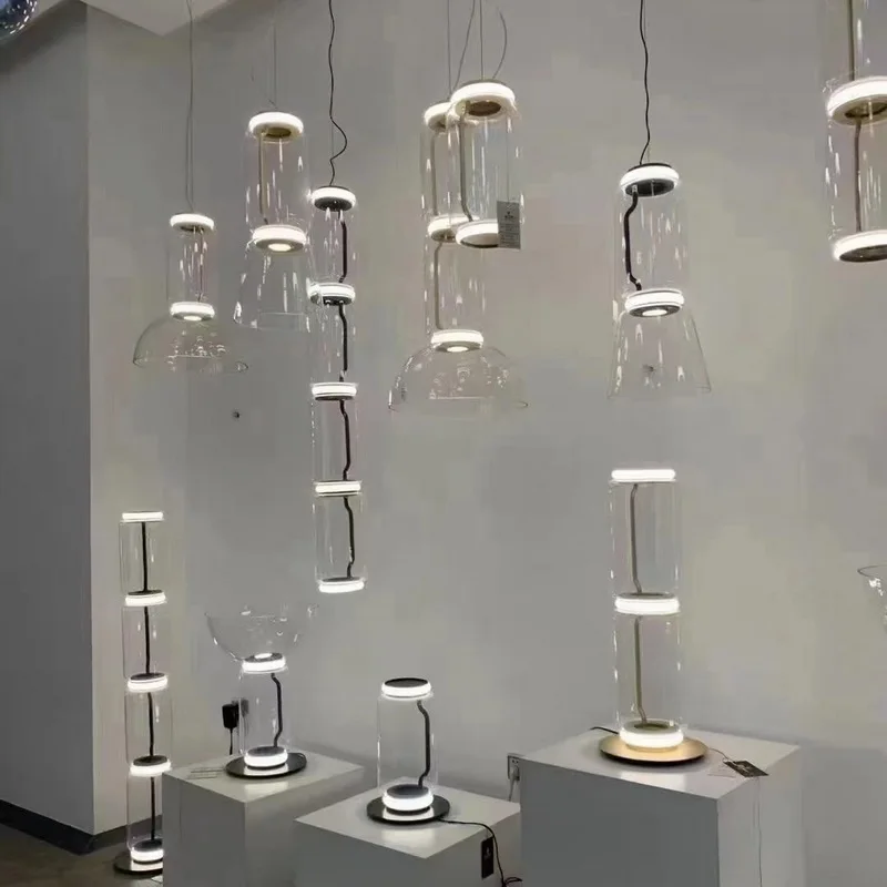 LED מודרני זכוכית המנהרה הברק תלויות מנורות אור תליון השעיה Luminaire Lampen הסלון - 0