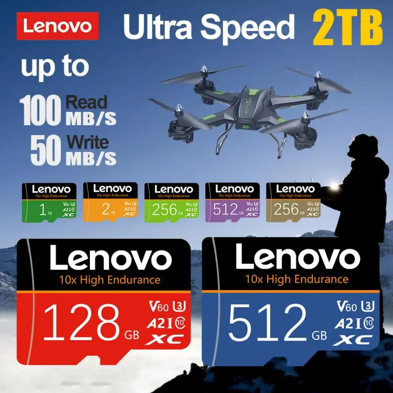 Lenovo 2TB כרטיס זיכרון SD 1TB 512GB SD/TF כרטיס פלאש מיני כרטיסי SD UHS-1 כרטיס זיכרון פלאש 256GB 128GB עבור מצלמה בטלפון נינטנדו - 3