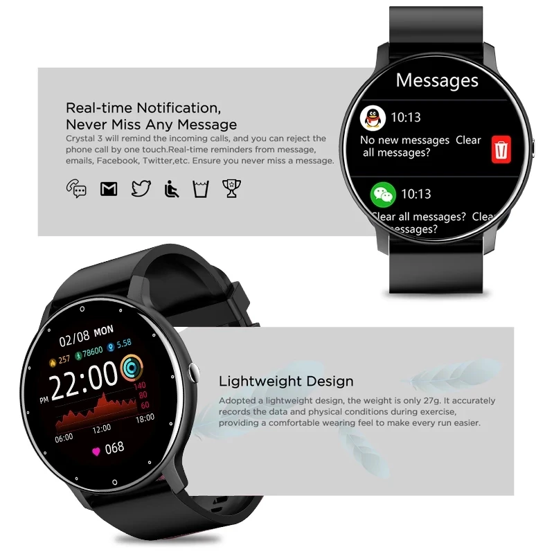 LIGE מלא מסך מגע גברים שעון חכם נשים ספורט כושר הצמיד עמיד למים Smartwatch עבור Huawei Xiaomi סמסונג אנדרואיד ios - 1