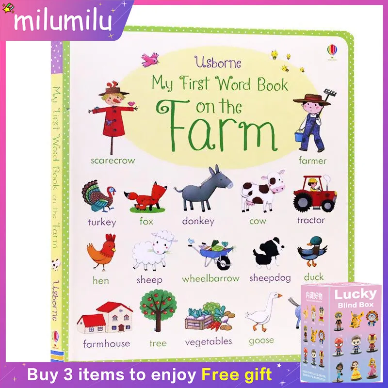 MiluMilu המקורי ילדים ספרים פופולריים המילה הראשונה שלי ספר על בחווה לוח הספר צביעת אנגלית פעילות התמונה - 0