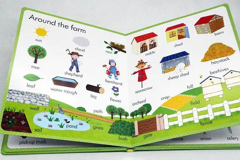 MiluMilu המקורי ילדים ספרים פופולריים המילה הראשונה שלי ספר על בחווה לוח הספר צביעת אנגלית פעילות התמונה - 3