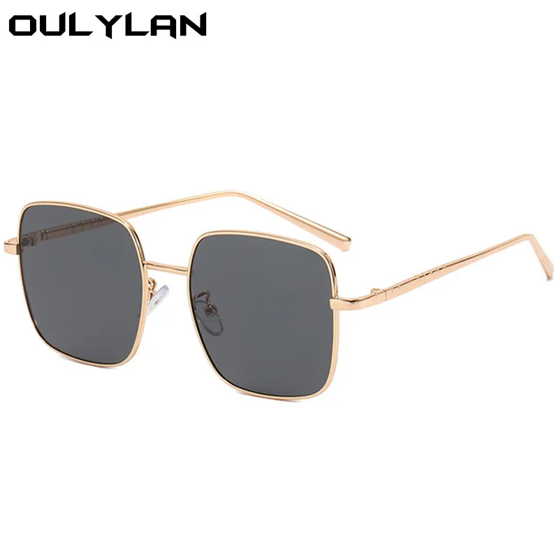 Oulylan גדול מסגרת מרובעת משקפי שמש נשים גברים אופנה שיפוע משקפי שמש גבירותיי מעצב מותג משקפי מתכת גוונים UV400 - 5