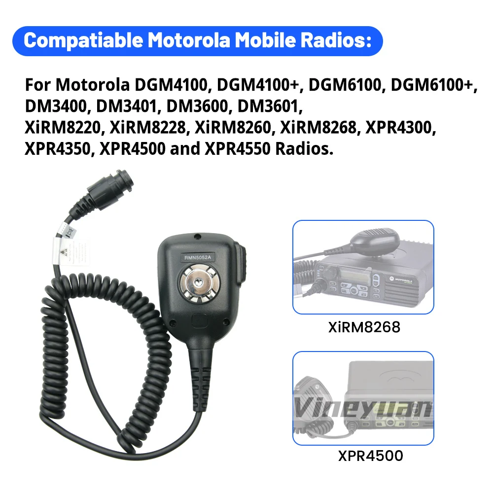 RMN5052A רמקול מיקרופון עבור MOTOTRBO DGM4100 DGM6100 DM3400 DM3601 DM4400 M8220 M8268 M8620 XPR4300 XPR4550 XPR5350 XTL5000 - 5