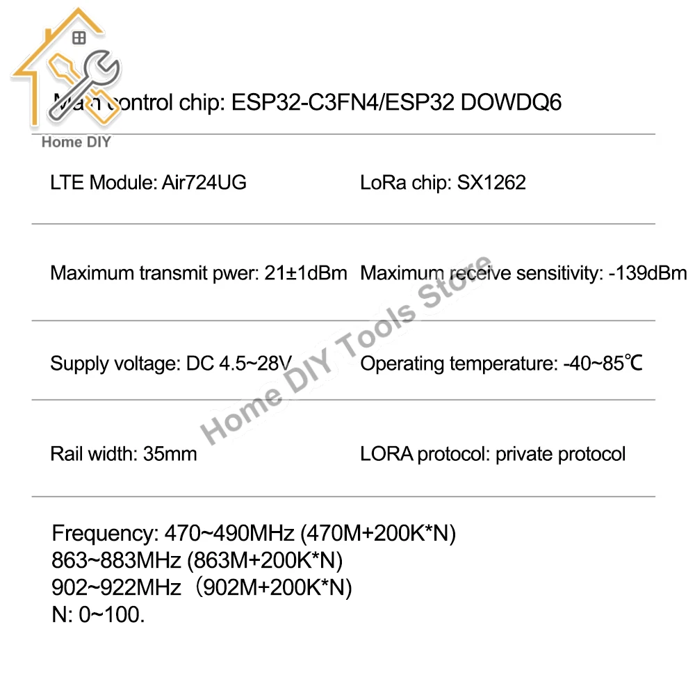 RS485 מודם Modbus SX-1262 לורה/LoRaWAN Ethernet, LTE סטו Singal גנרטור רכיב אלקטרוני ערכת - 4