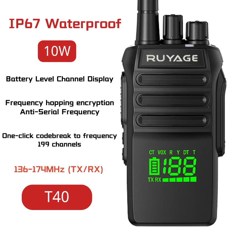 Ruyage T40 VHF הימי ווקי טוקי עמיד למים Profesional ארוך טווח חובב תחנת רדיו IP67 על קיאק דיג רדיו דו-כיווני - 0