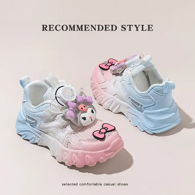 Sanrio Kawaii Kuromi בנות נעלי ספורט מגמה קיץ נעלי ריצה לנשימה קריקטורה חמודה רכה תחתון שיפוע אבא נעליים מתנה - 1