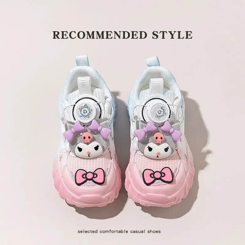 Sanrio Kawaii Kuromi בנות נעלי ספורט מגמה קיץ נעלי ריצה לנשימה קריקטורה חמודה רכה תחתון שיפוע אבא נעליים מתנה - 2