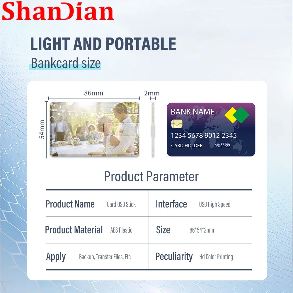 SHANDIAN הלבן כרטיס USB 2.0 כונן פלאש חינם צבע להדפיס כרטיס אשראי, כרטיס בנק עט מגש כרטיס הזיכרון יום הנישואין כרטיס - 4