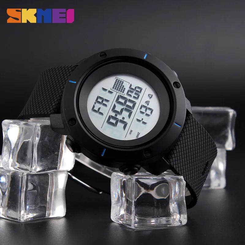 SKMEI 1213 אופנה חיצוני ספורט LED דיגיטלי שעוני יד גברים תכליתי הכרונוגרף 5Bar עמיד למים שעון מעורר רלו גבר - 2