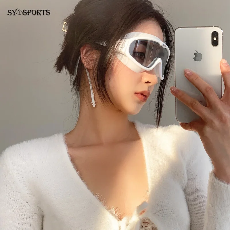 SYSPORTS שחייה משקפי קוצר ראייה גדול מסגרת עמיד למים, אנטי ערפל HD משקפיים ציוד גברים נשים משקפי שחייה - 1