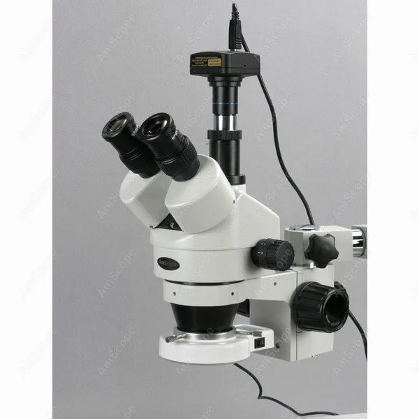 Trinocular LED בום סטריאו מיקרוסקופ--AmScope אספקה 3.5 X-180X Trinocular LED בום סטריאו מיקרוסקופ זום + 1.3 MP מצלמה - 3