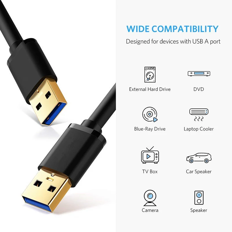 USB 3.0 2.0 כבל מאריך USB ל-USB USB A זכר זכר כבל מאריך בשביל הרדיאטור הדיסק הקשיח תיבת הטלוויזיה USB כבל מאריך 5Gbp - 3