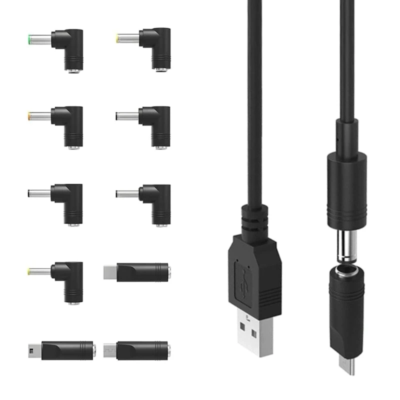 USB dc 5v כבל חשמל 10 מתאמים עבור נורות LED מצלמות טבליות אלקטרוניקה - 3