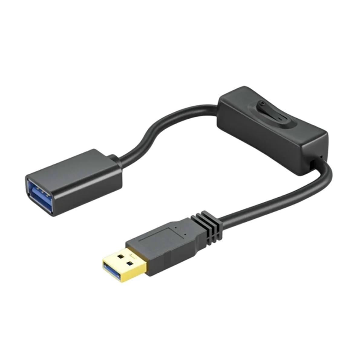 USB3.0 סיומת כבל עם מתג ישר על הראש מאוורר USB LED אור נהיגה מקליט נתונים כבל החשמל 0.5 מ' - 0