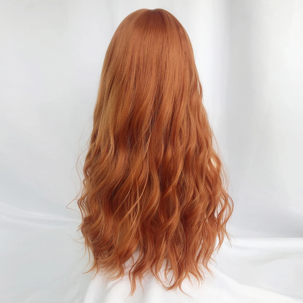 VICWIG סינתטי ארוך ומסולסל כתום פאות נשים טבעי קוספליי לוליטה עמיד בפני חום שיער הפאה ליום המסיבה - 2