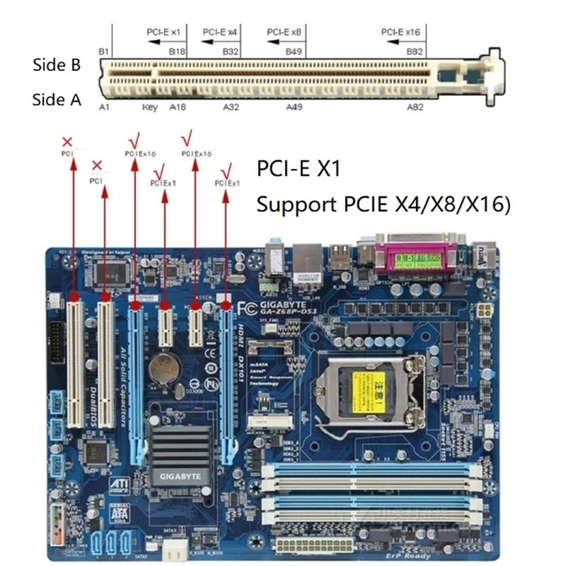 Y1UB RS232 COM & DB25 מדפסת פרללית LPT ל PCI-E כרטיס ממיר - 4