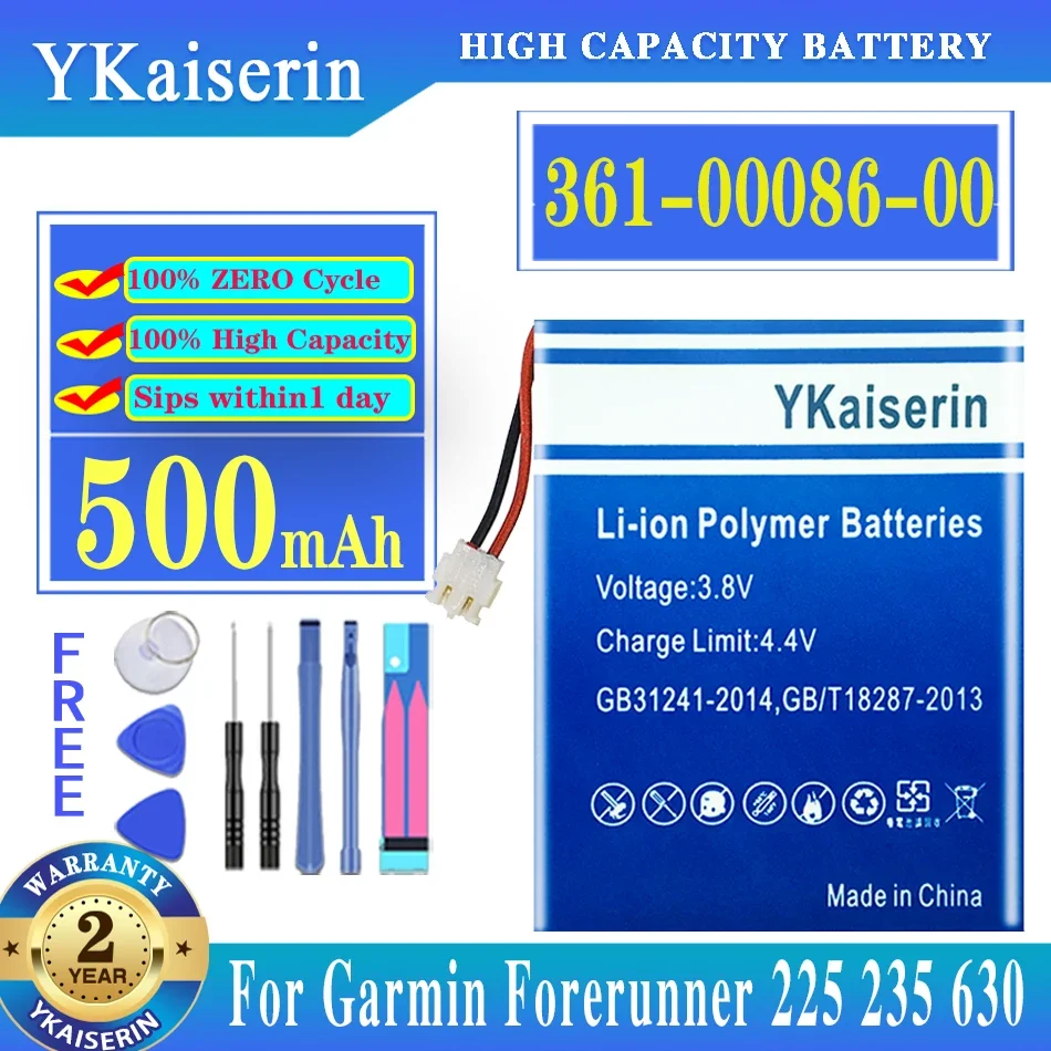 YKaiserin 500mAh Li-ion סוללה 361-00086-00 עבור Garmin מבשר 225 235 620 630 735XT GPS שעון ספורט - 0