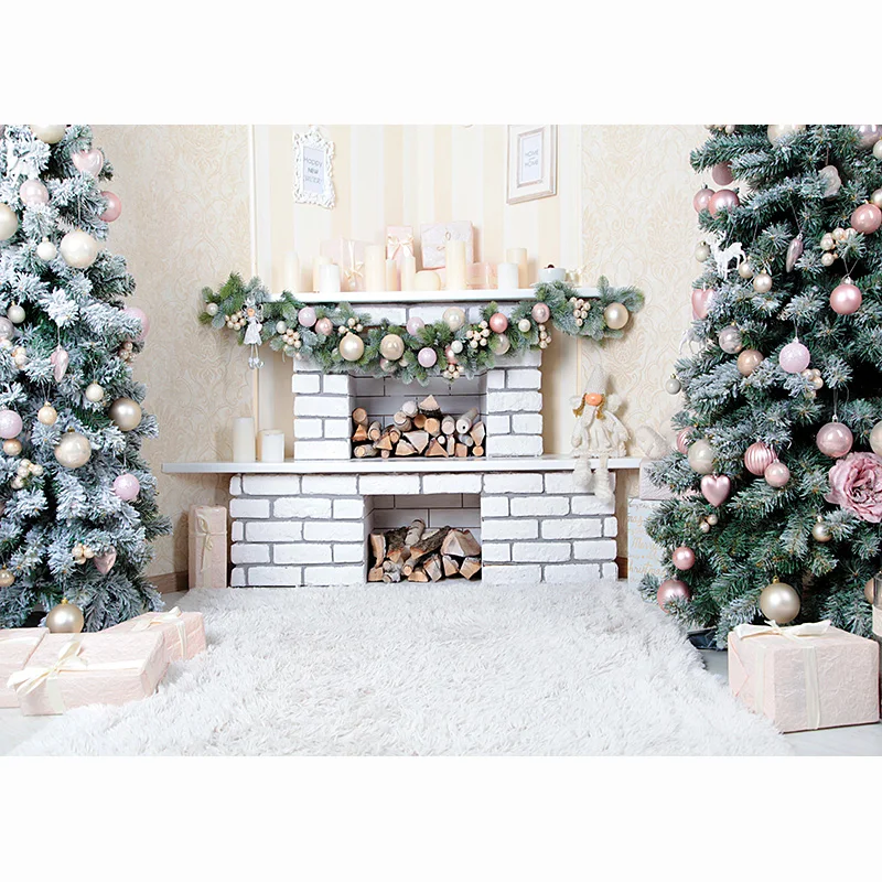 ZHISUXI חג המולד צילום רקעים קמין עץ חג המולד מתנה לתינוק שזה עתה נולד תמונת רקע Photocall 210318XLT-01 - 3