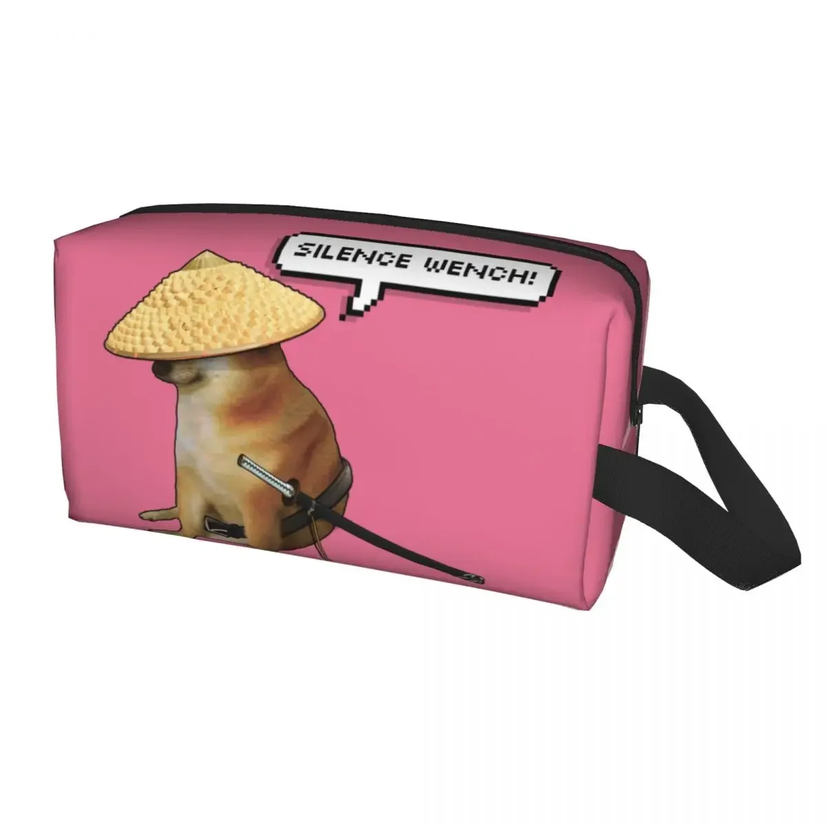 אופנה החלל דוג ' נסיעות תיק כלי הרחצה לנשים Cheems כלב שיבה אינו מם קוסמטיים תיק האיפור היופי אחסון ערכת הרחצה - 5