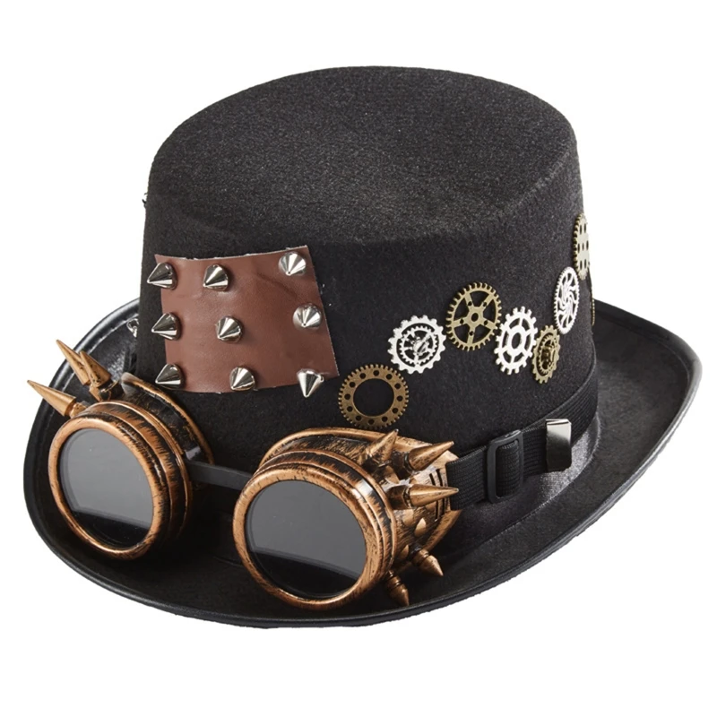 אופנת ליל כל הקדושים כובע Steampunk כובע ציוד משקפיים שרשרת המגבעת ויקטוריאני תחפושת - 0
