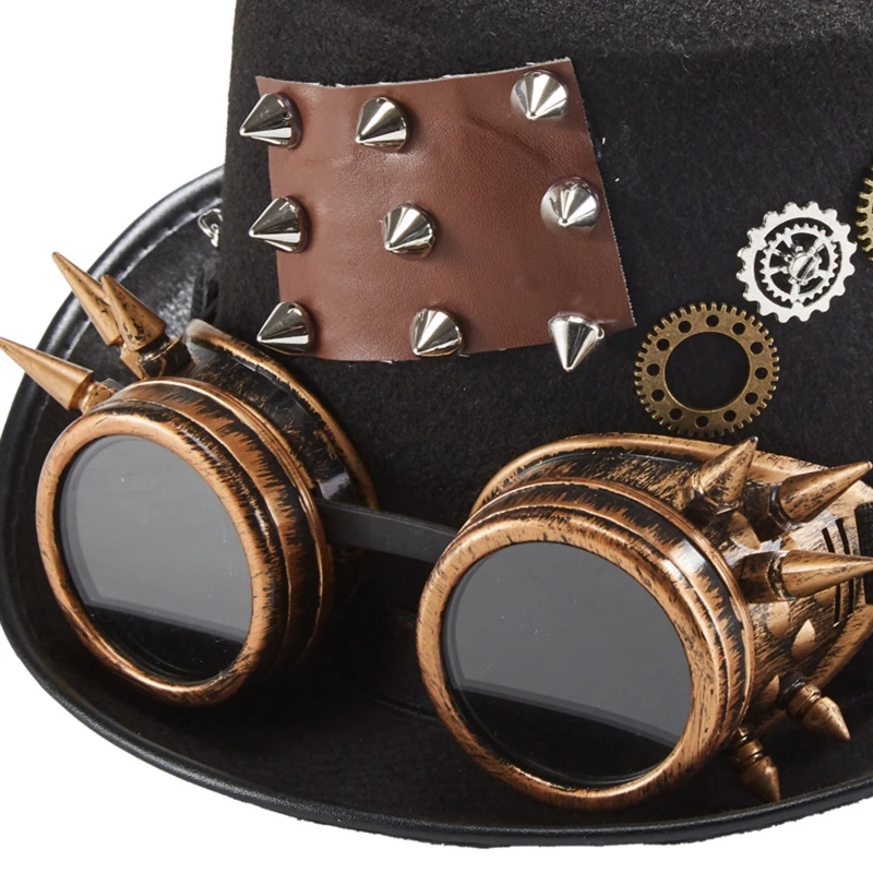 אופנת ליל כל הקדושים כובע Steampunk כובע ציוד משקפיים שרשרת המגבעת ויקטוריאני תחפושת - 3