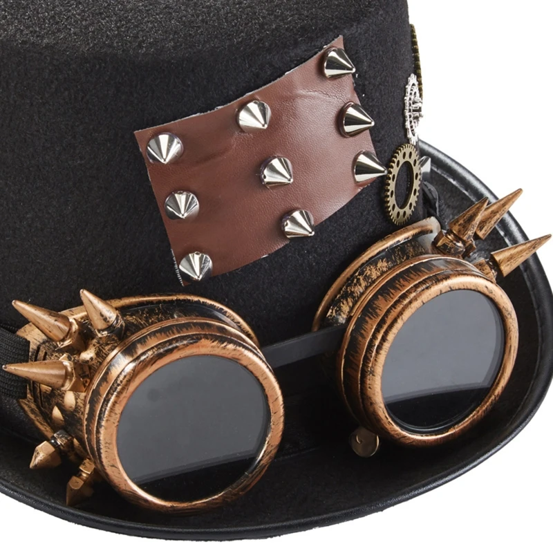 אופנת ליל כל הקדושים כובע Steampunk כובע ציוד משקפיים שרשרת המגבעת ויקטוריאני תחפושת - 4