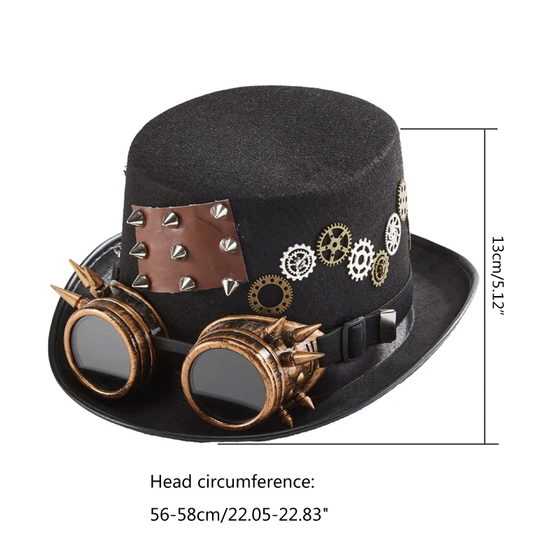 אופנת ליל כל הקדושים כובע Steampunk כובע ציוד משקפיים שרשרת המגבעת ויקטוריאני תחפושת - 5
