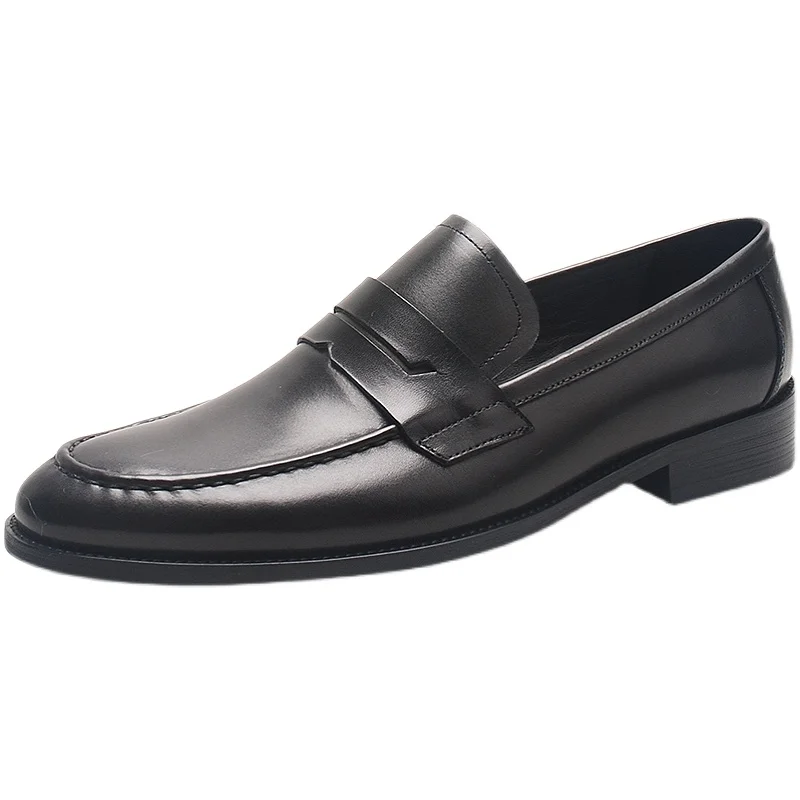 איטלקי שחור חום גברים נעלי אוקספורד אופנה עור אמיתי עור פרה להחליק על נעלי נעליים מזדמנים המוקסין שטוח גברים נעלי שמלה - 3