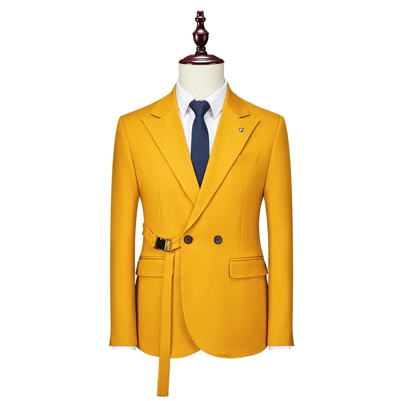 איכות גבוהה 6XL (קט + מכנסיים) של גברים בסגנון איטלקי אלגנטי אופנה פשוטה עסקי מזדמן ' נטלמן להתלבש שני חלקים - 1