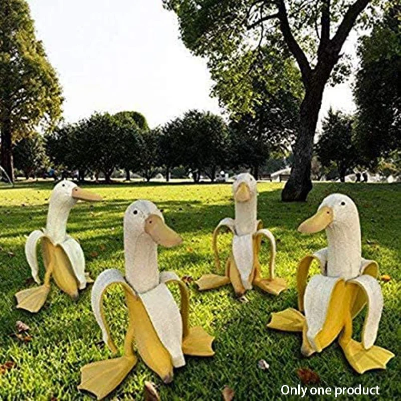 אמנות-בננה ברווז פסל חמוד קילפתי בננה ברווז אמנות דקורטיבית בגינה בחצר תפאורה חיצונית הברווזים קישוט. - 3