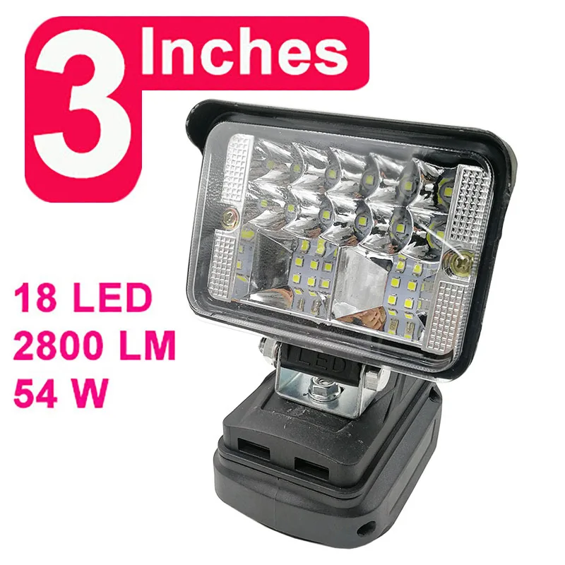 בחוץ מנורת LED פנס Dual USB מטען Li-Ion כוח 3/5/8 אינץ זרקור על מקיטה 18V כלים BL1430 BL1830 ליתיום אור - 1