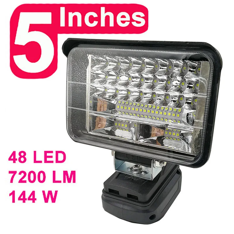 בחוץ מנורת LED פנס Dual USB מטען Li-Ion כוח 3/5/8 אינץ זרקור על מקיטה 18V כלים BL1430 BL1830 ליתיום אור - 2