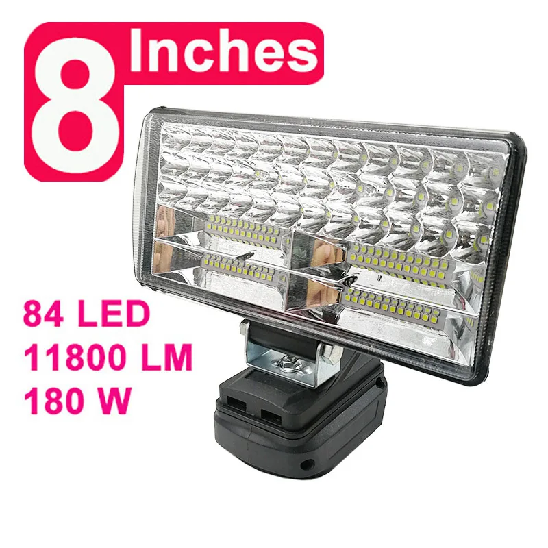 בחוץ מנורת LED פנס Dual USB מטען Li-Ion כוח 3/5/8 אינץ זרקור על מקיטה 18V כלים BL1430 BL1830 ליתיום אור - 3