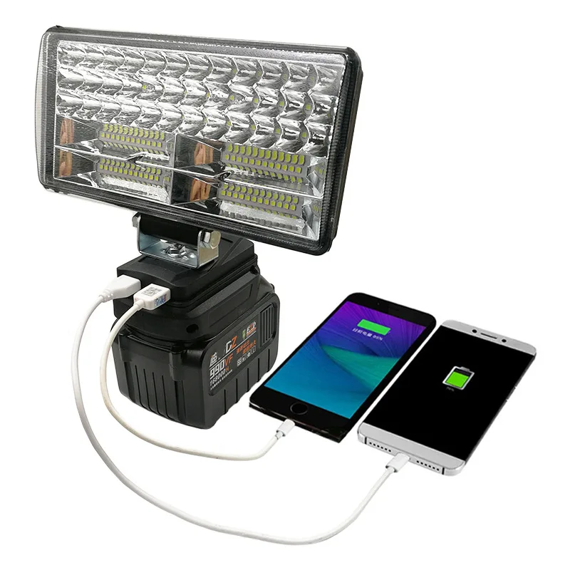 בחוץ מנורת LED פנס Dual USB מטען Li-Ion כוח 3/5/8 אינץ זרקור על מקיטה 18V כלים BL1430 BL1830 ליתיום אור - 4