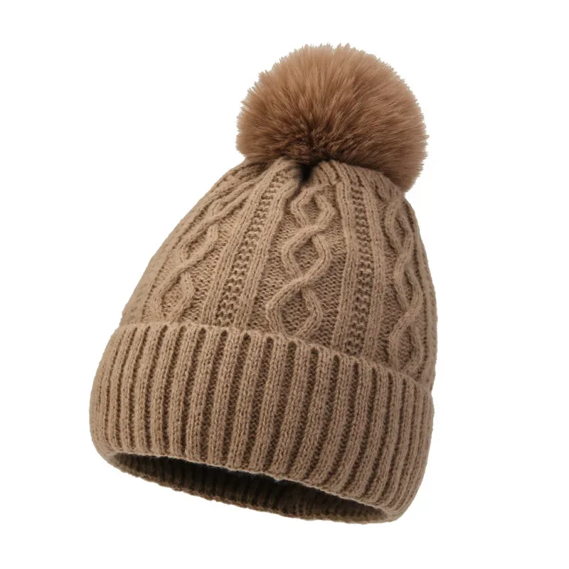 בחורף סרוג Windproof כובע עבה חם כובעים מחממי אוזניים עם כדור שיער נשים גברים רך מכסה מנוע חיצוני סקי האוזן הגנה כמוסות - 2