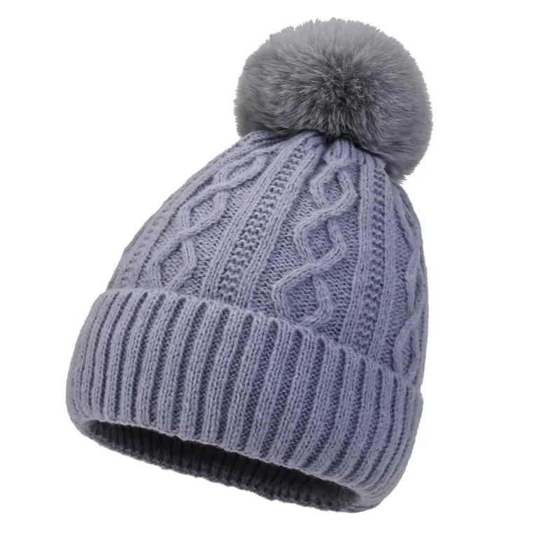 בחורף סרוג Windproof כובע עבה חם כובעים מחממי אוזניים עם כדור שיער נשים גברים רך מכסה מנוע חיצוני סקי האוזן הגנה כמוסות - 4