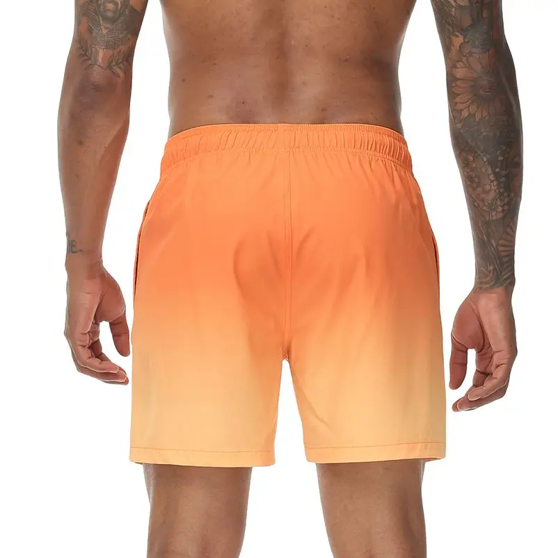 גברים החוף של מכנסיים קצרים בגד ים צבע שרוך אלסטי עם מותניים יבש מהירה ג ' וגינג תרגיל לרוץ במכנסיים קצרים. - 1