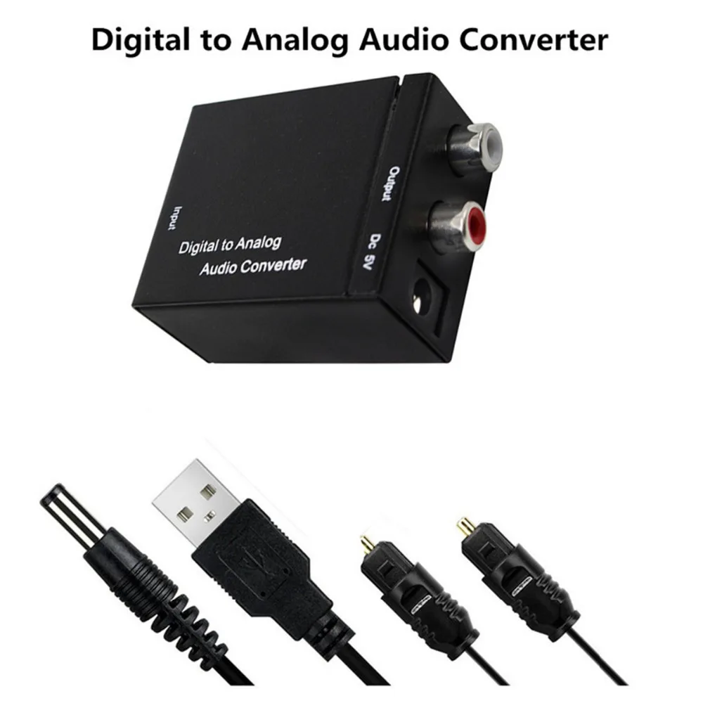 דיגיטלית אופטית Toslink SPDIF קואקסיאלי אנלוגי RCA Audio Converter מתאם עם DC כבל אופטי כבל - 1