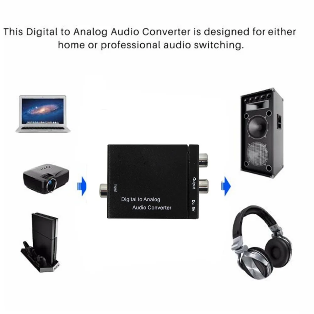 דיגיטלית אופטית Toslink SPDIF קואקסיאלי אנלוגי RCA Audio Converter מתאם עם DC כבל אופטי כבל - 5
