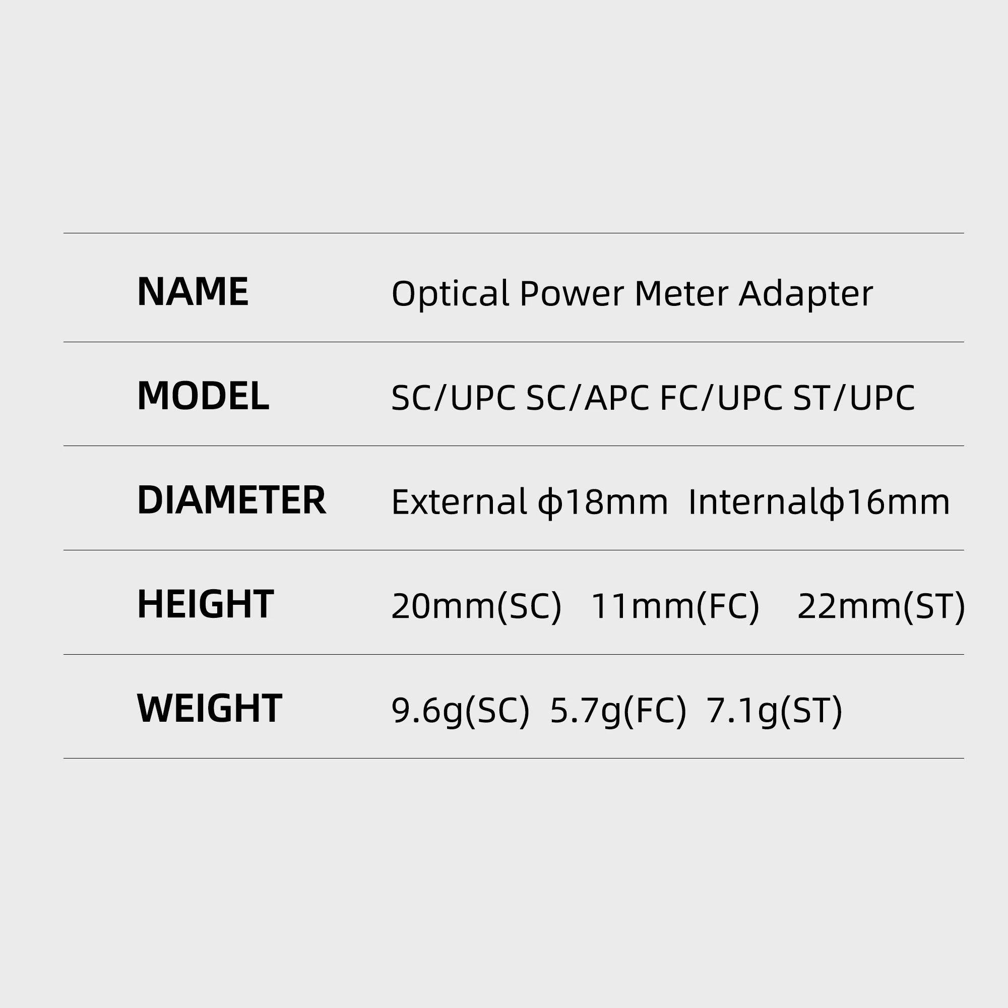 הכוח האופטי מטר מחבר SC, FC ST סיבים ממשק מתאם ממיר APC/UPC - 4