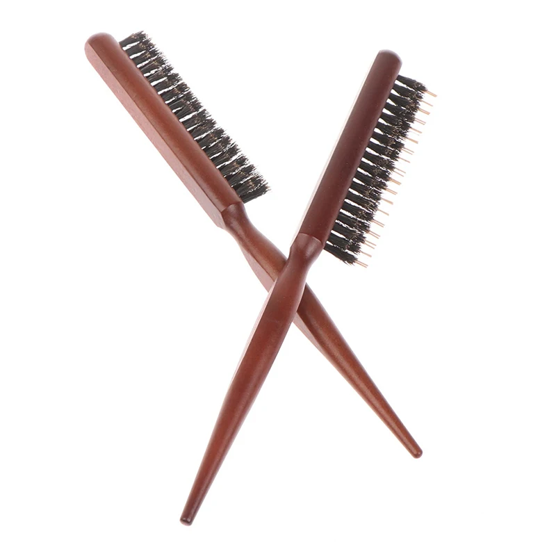 הסלון המקצועי מותחת את השיער מברשות בר זיפים עץ קו דק מסרק מברשת שיער הארכת שיער סטיילינג כלי DIY - 3