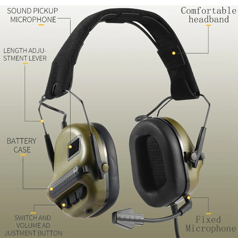 הפחתת רעש אוזניות הראש לובש גרסה אוזניות צליל איסוף ציד תקשורת - 3