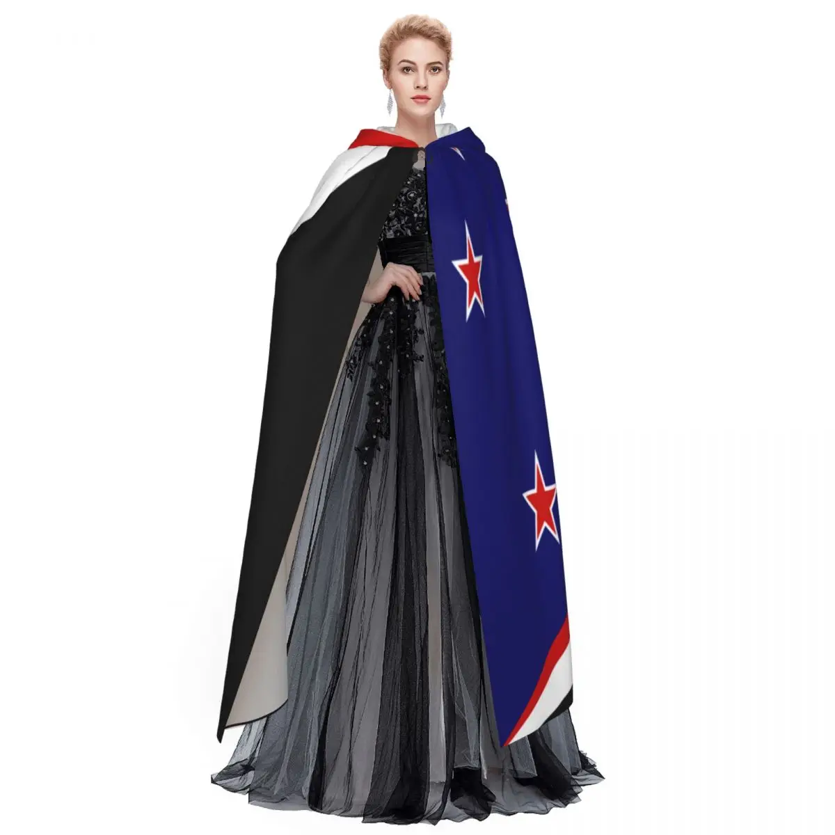 יוניסקס המכשפה מסיבת הפיך מעטה למבוגרים ערפדים קייפ הגלימה ניו זילנד-דגל ארץ רב ענן לבן מסורתי כחול - 2