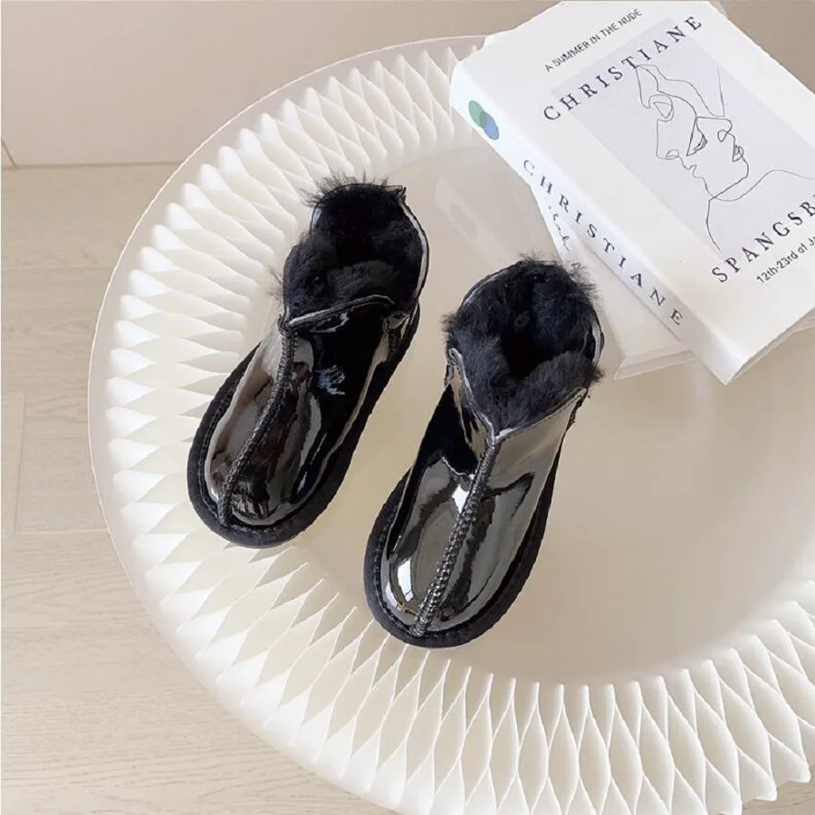 ילדים של חורף חדשה מגפי שלג מעובה עם פרווה עור אינטגרציה עבור בנים בנות נעליים עמיד למים צמר חמים מגפי תינוק - 1