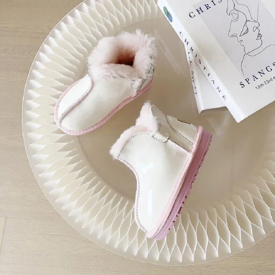 ילדים של חורף חדשה מגפי שלג מעובה עם פרווה עור אינטגרציה עבור בנים בנות נעליים עמיד למים צמר חמים מגפי תינוק - 4