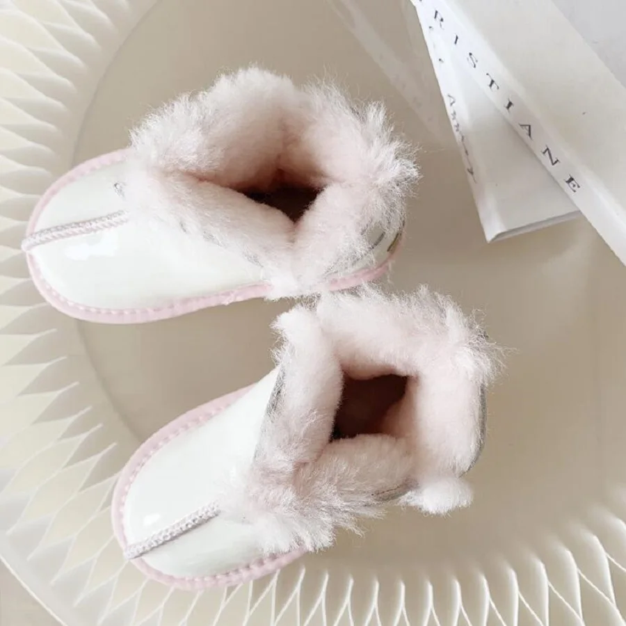 ילדים של חורף חדשה מגפי שלג מעובה עם פרווה עור אינטגרציה עבור בנים בנות נעליים עמיד למים צמר חמים מגפי תינוק - 5