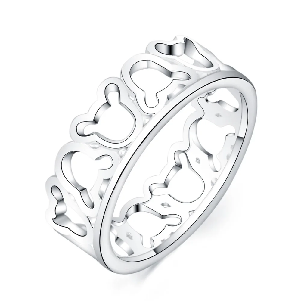 כסף סטרלינג 925 פשוטה מיקי הטבעת לנשים אופנה חתונה, מסיבת אירוסין, מתנה קסם תכשיטים - 0
