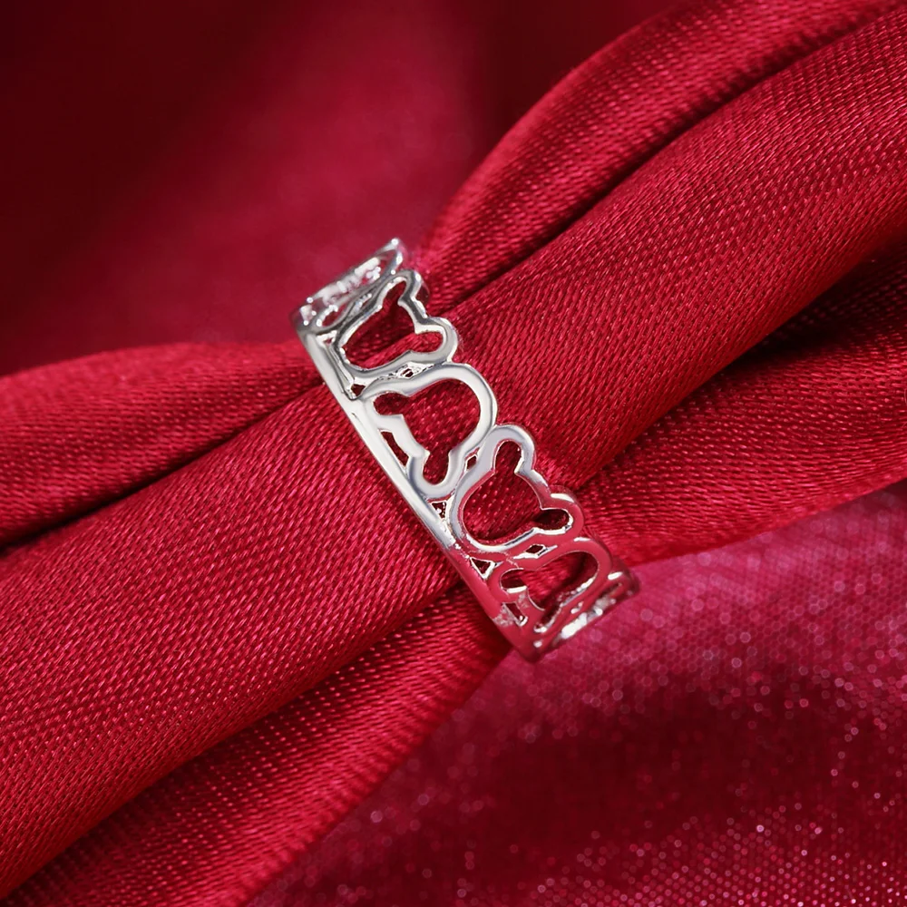 כסף סטרלינג 925 פשוטה מיקי הטבעת לנשים אופנה חתונה, מסיבת אירוסין, מתנה קסם תכשיטים - 4