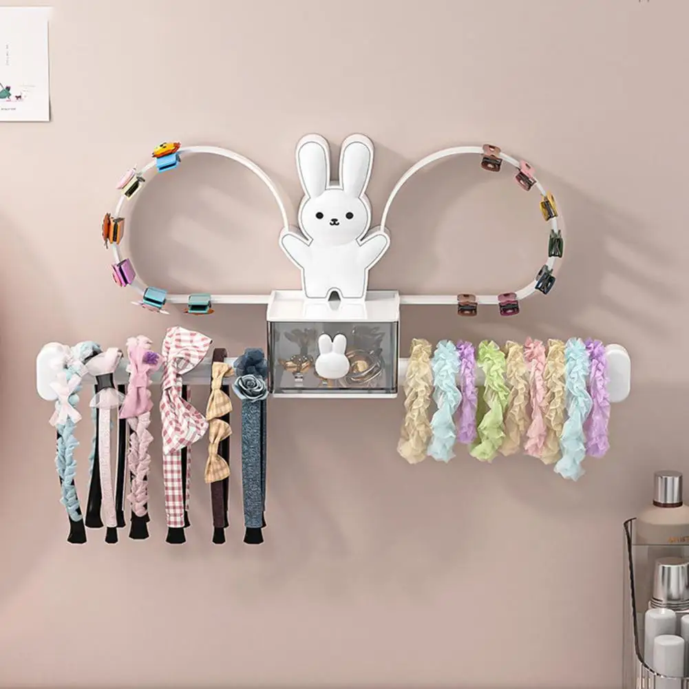לא-תרגיל Hairband ארגונית רב שימושית קריקטורה ארנב שיער אביזרים מחזיק הקיר על Headbands עבור שירותים - 2