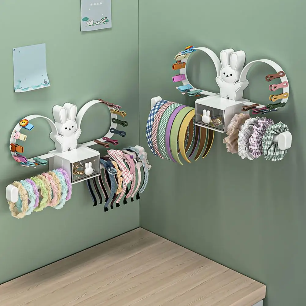 לא-תרגיל Hairband ארגונית רב שימושית קריקטורה ארנב שיער אביזרים מחזיק הקיר על Headbands עבור שירותים - 3